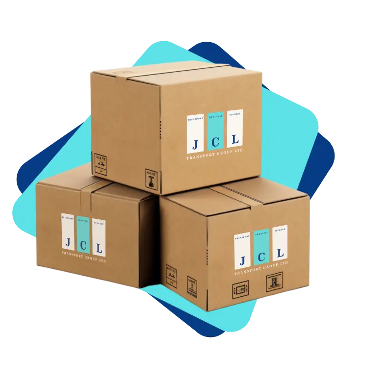 Moving boxes with the JCL logo